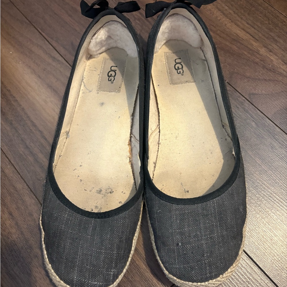 UGG Women's Black Loafers with Bow Detail